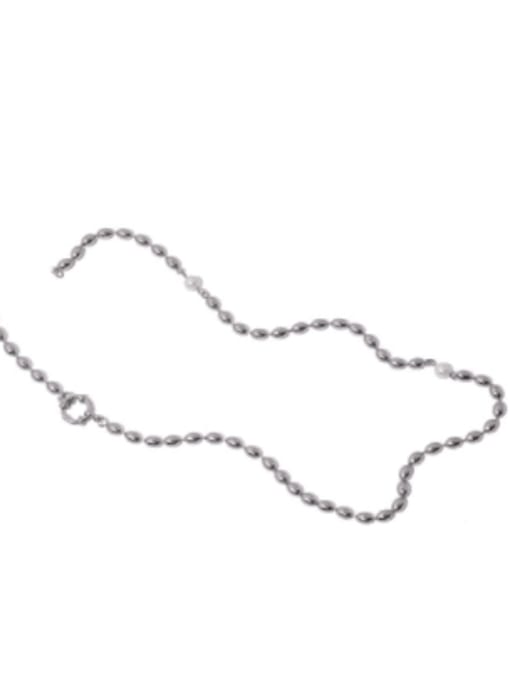 Titanium steel necklace Titanium Steel Bead Oval Hip Hop Beaded Necklace