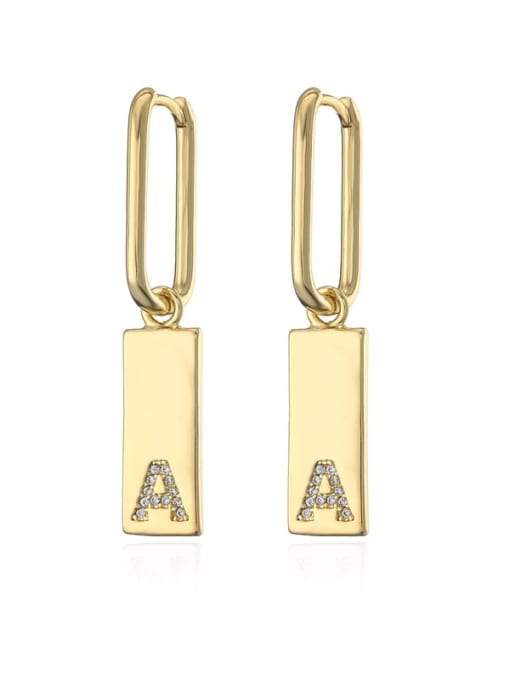 AOG Brass Cubic Zirconia Letter Vintage Huggie Earring 0