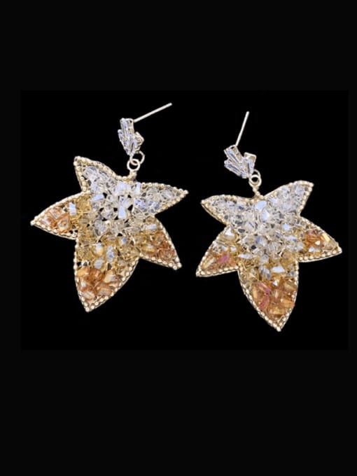 SUUTO Brass Imitation crystal  Maple leaf  Ethnic Drop Earring