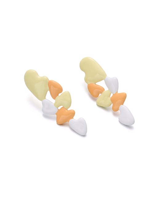 gold Brass Enamel Heart Minimalist Drop Earring
