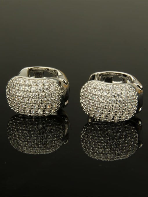 renchi Brass Cubic Zirconia Round Minimalist Huggie Earring 2