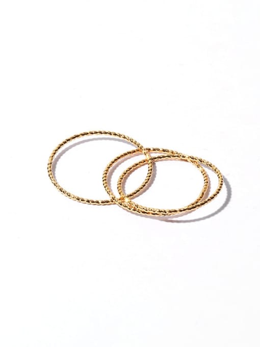 golden Brass Line Round Minimalist Stackable Ring