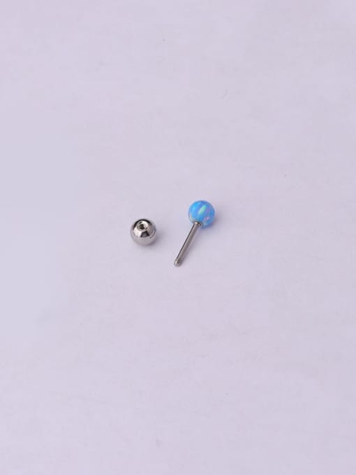 HISON Titanium Steel Opal Round Hip Hop Stud Earring(Single Only One) 3