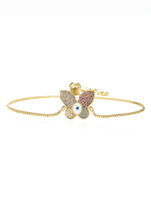 30542 Brass Cubic Zirconia Butterfly Vintage Adjustable Bracelet
