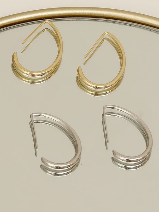 HYACINTH Brass  smooth Geometric Minimalist Hook Trend Korean Fashion Earring 1