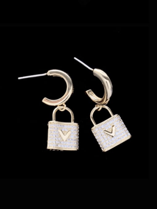 SUUTO Brass Cubic Zirconia Locket Luxury Huggie Earring 1
