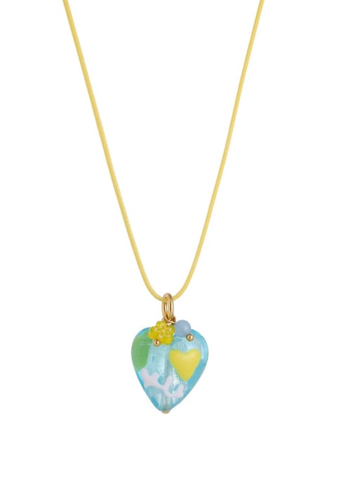 Five Color Brass Enamel Heart Cute Necklace