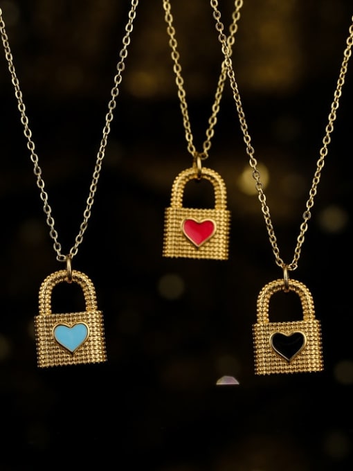 AOG Brass Enamel Heart   Vintage Locket Pendnat Necklace 1
