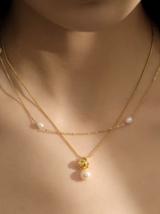 ACCA Brass Imitation Pearl Irregular Minimalist Necklace 0