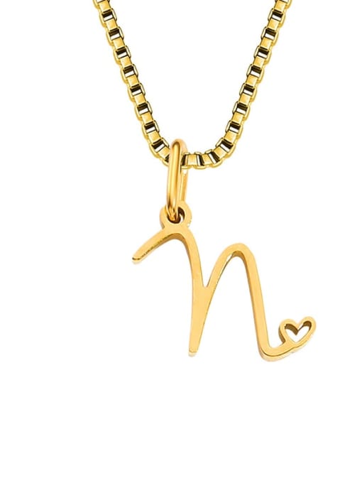 N Gold Stainless steel Letter Minimalist Necklace