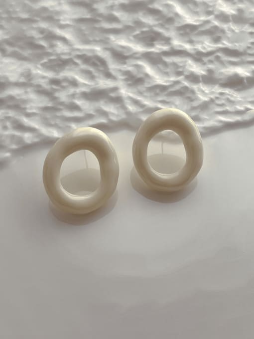 E255 white Brass Resin Geometric Minimalist Stud Earring