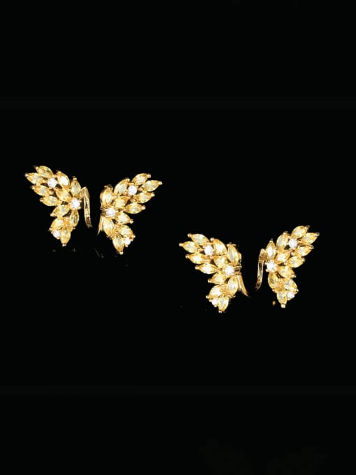 OUOU Brass Cubic Zirconia Butterfly Luxury Cluster Earring 1