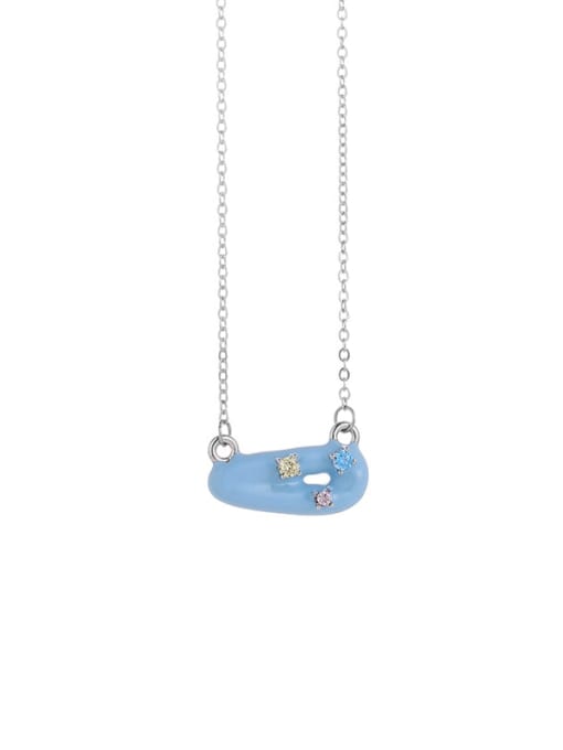 sky blue Brass Enamel Geometric Minimalist Necklace