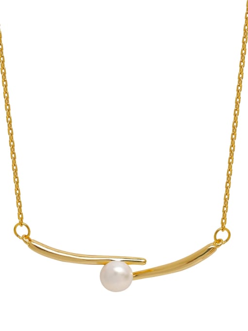 HYACINTH Brass Imitation Pearl Irregular Minimalist Necklace 0