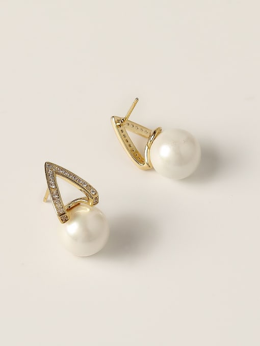 HYACINTH Brass Imitation Pearl Geometric Minimalist Stud Trend Korean Fashion Earring 3