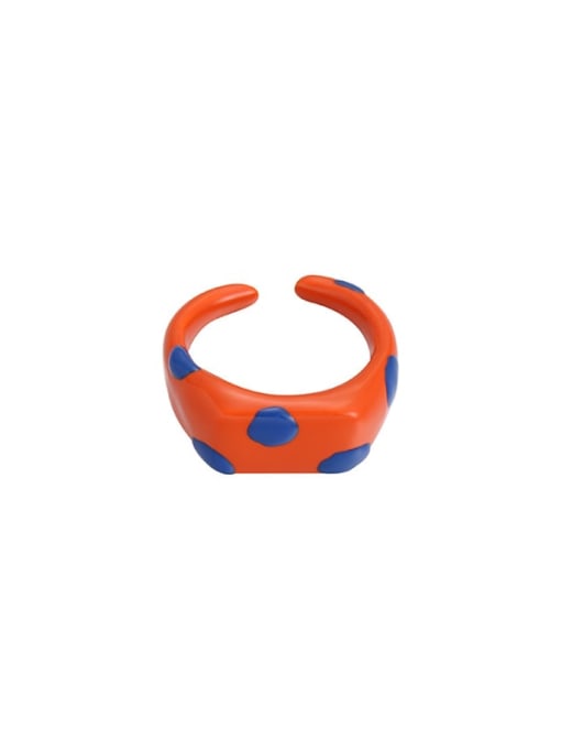 orange Brass Enamel Geometric Minimalist Band Ring