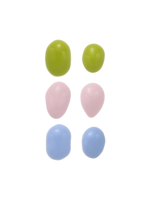 Five Color Brass Enamel Geometric Minimalist Stud Earring Single (only one) 0