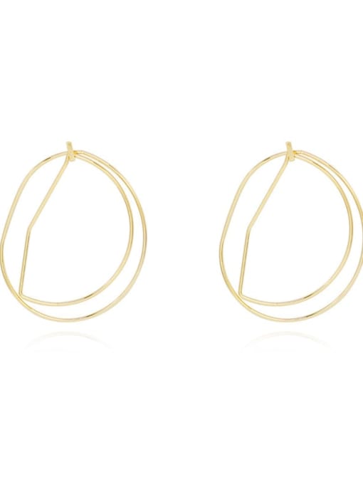 HYACINTH Copper Hollow Geometric Minimalist Hoop Trend Korean Fashion Earring 0