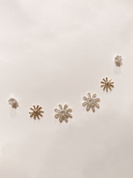 ZRUI Brass Cubic Zirconia Sunflower Set Minimalist Stud Earring 1