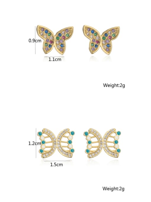 AOG Brass Cubic Zirconia Enamel Butterfly Bohemia Stud Earring 2