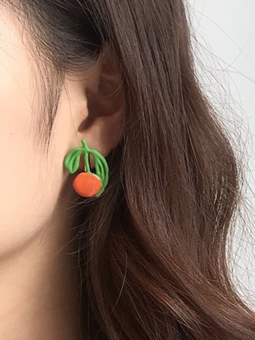 Five Color Alloy Enamel Friut Cute Stud Earring 1