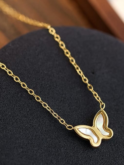 Five Color Brass Shell Butterfly Minimalist Necklace 2