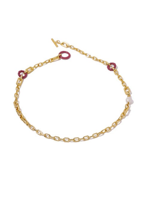ACCA Brass Enamel Geometric  Chain Vintage Necklace 0