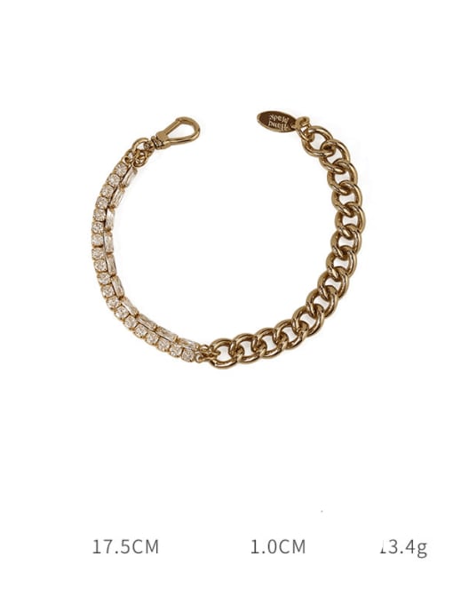 Item 6 (in order of detail pages) Brass Imitation Pearl Hollow Geometric Chain Vintage Link Bracelet