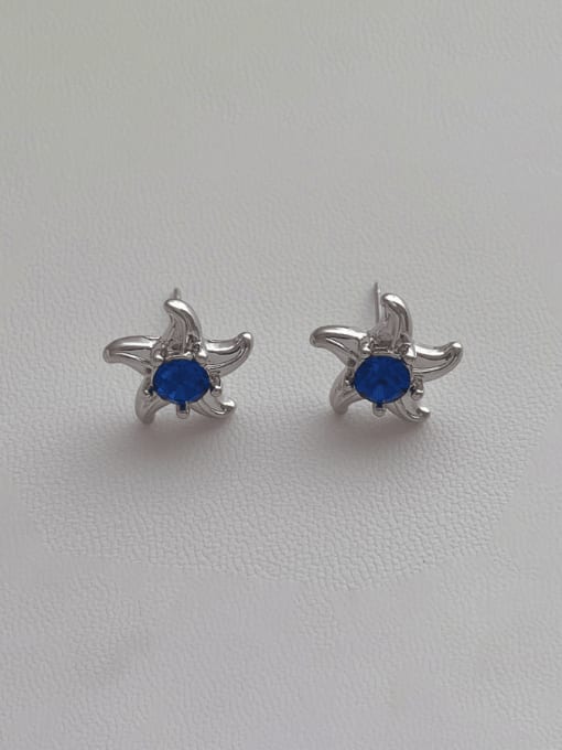 Q216 star Brass Cubic Zirconia Star Hip Hop Stud Earring