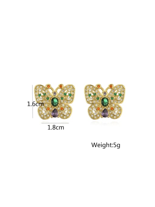 AOG Brass Cubic Zirconia Butterfly Dainty Stud Earring 2
