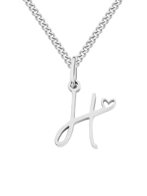 H steel color Stainless steel Letter Minimalist Necklace