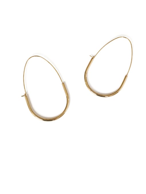 ellipse Brass Hollow Geometric Minimalist Hook Earring
