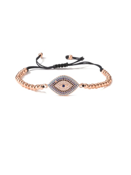 31302 Brass Cubic Zirconia Evil Eye Minimalist Handmade Weave Bracelet
