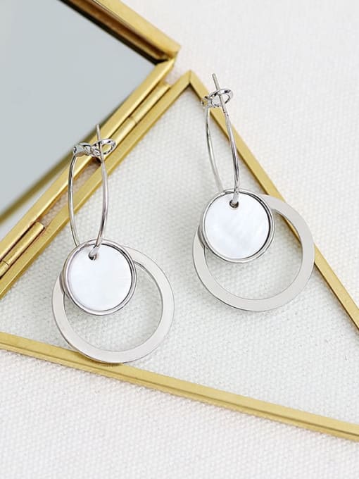 White K Copper Shell Geometric Minimalist Huggie Trend Korean Fashion Earring