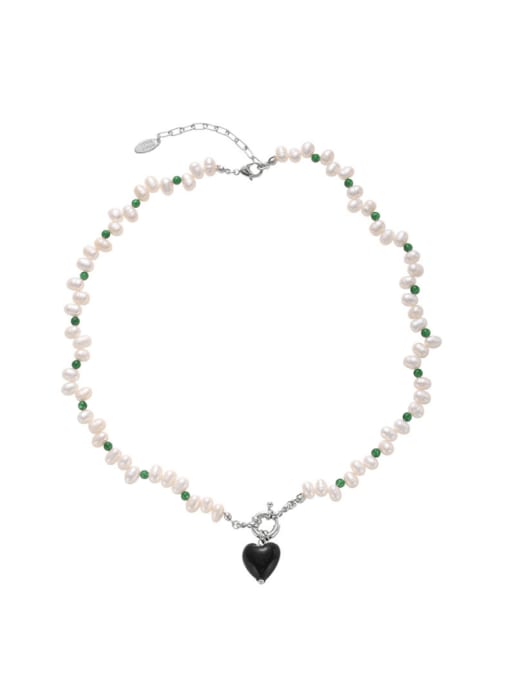 Defective natural pearls Brass Imitation Pearl Heart Vintage Necklace