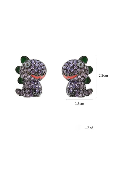 YOUH Brass Cubic Zirconia Dragon Cute Stud Earring 2