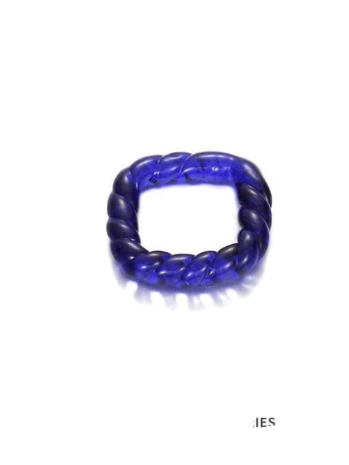 Blue square ring Hand Glass Square Minimalist Band Ring