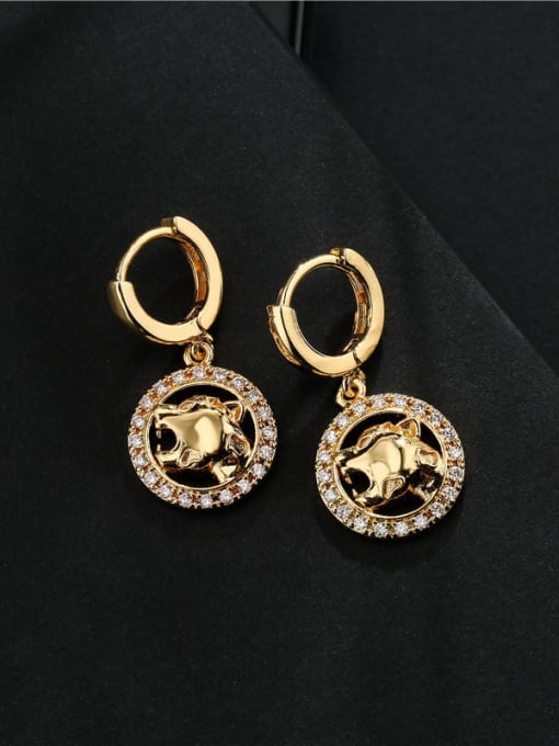 AOG Brass Cubic Zirconia Leopard Vintage Huggie Earring 1