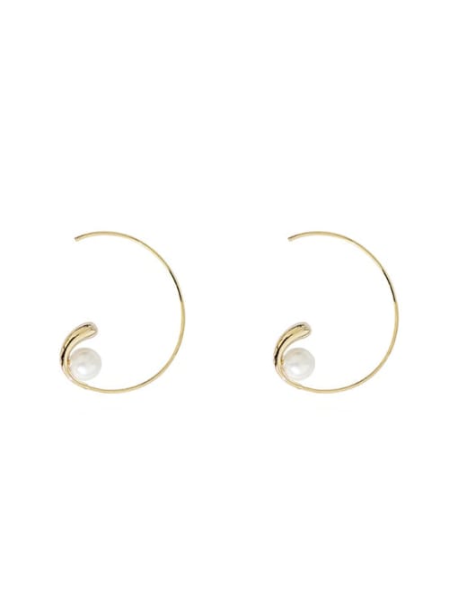 HYACINTH Copper Imitation Pearl Geometric Minimalist Hoop Trend Korean Fashion Earring 0