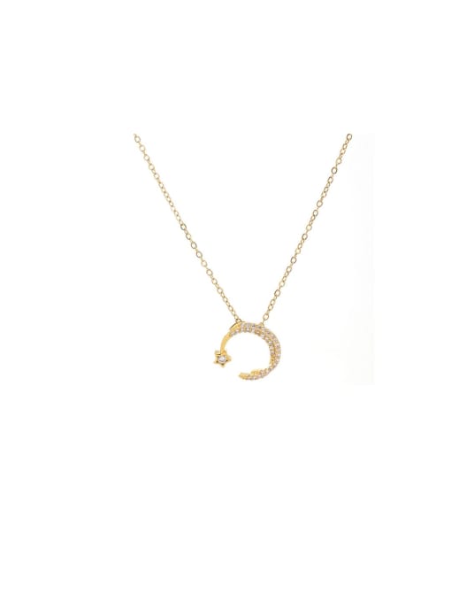 YOUH Brass Cubic Zirconia Moon Dainty Necklace 0