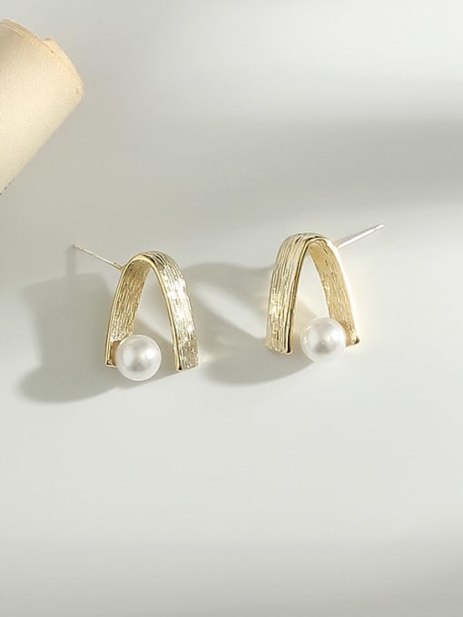 gold Copper Imitation Pearl Irregular Minimalist Stud Trend Korean Fashion Earring