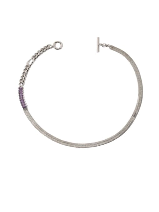 platinum Necklace Brass Cubic Zirconia Geometric Vintage Snake Bone Chain  Necklace