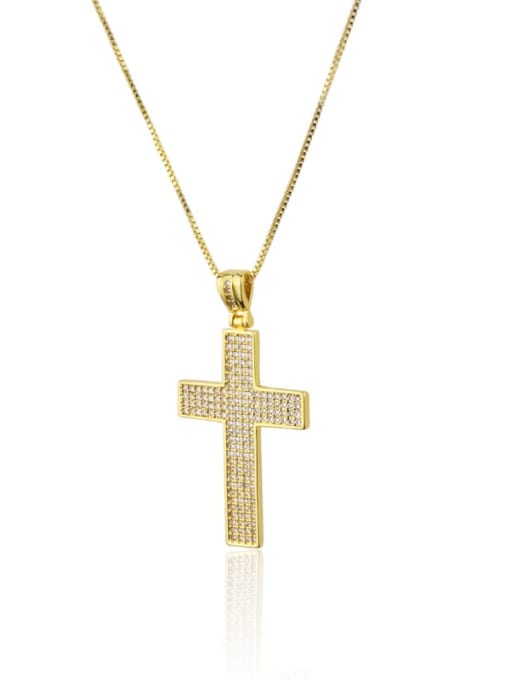 Gold plated white zircon Brass Cubic Zirconia Religious Dainty Necklace