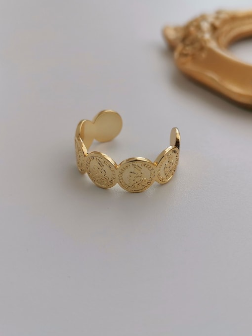 14K-gold Copper Geometric Artisan Signet Fashion Ring