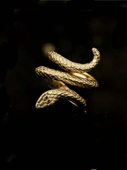 AOG Brass Snake Vintage Band Ring 1