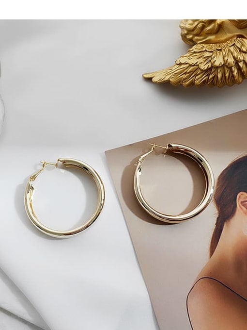 Gold 5.0 Copper  Minimalist  Smooth Round Stud Trend Korean Fashion Earring