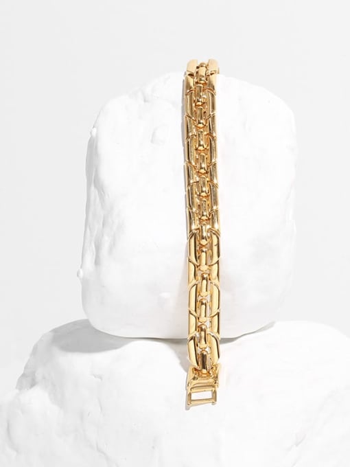 TINGS Brass Geometric Vintage Irregular wide chain Link Bracelet 0