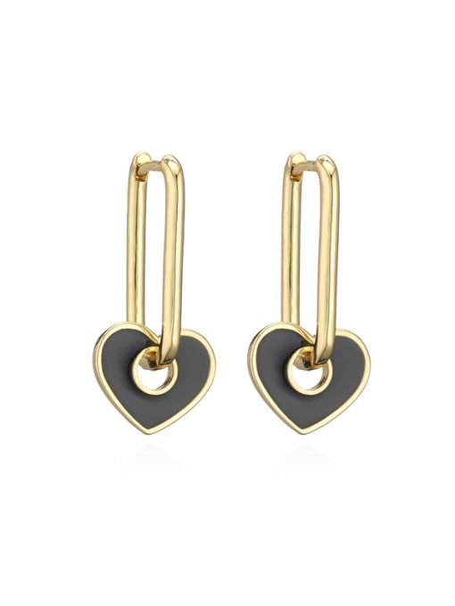 40773 Brass Cubic Zirconia Heart Vintage Huggie Earring