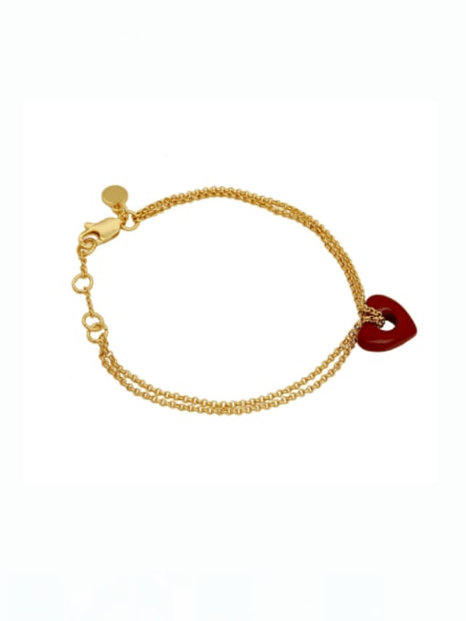 HYACINTH Brass Enamel Heart Vintage Strand Bracelet 0