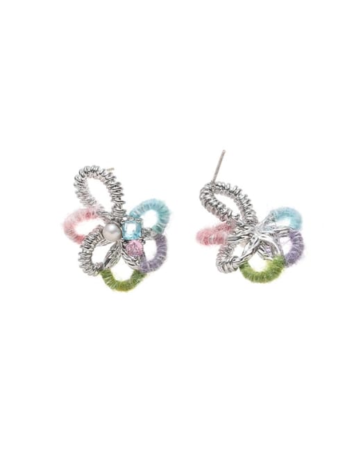 earring Brass Velvet Flower Minimalist Stud Earring